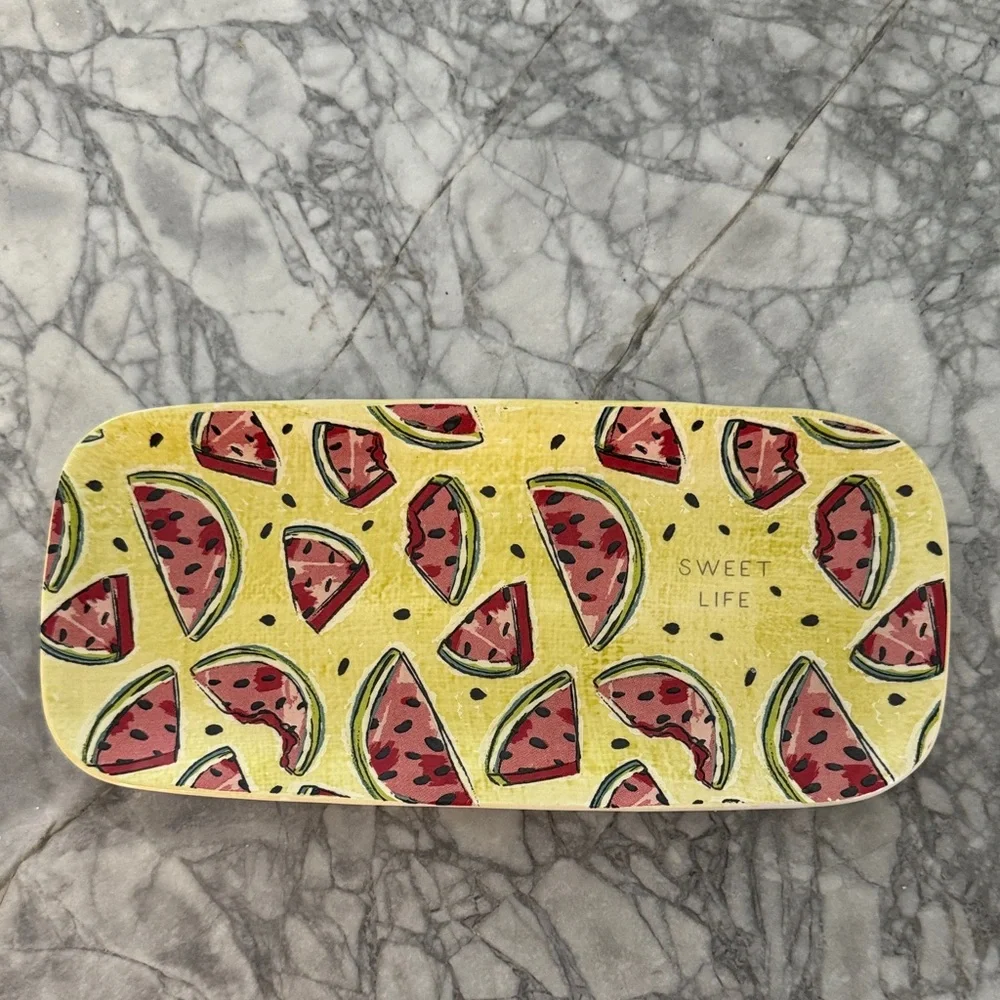 Mud Pie Watermelon Ceramic Tray Trinket Dish Red Yellow and Green